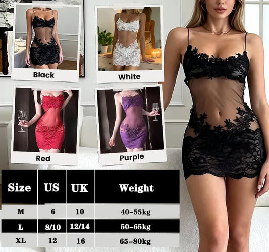Solid Color Lace Sexy Nightgown