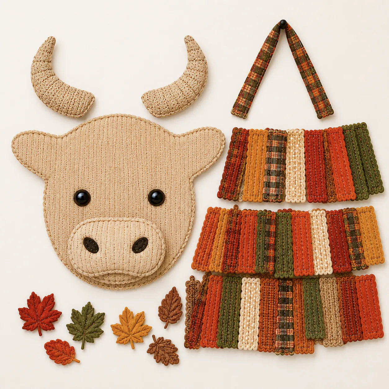 Autumn Highland Cow Pumpkin 3D Fabric Diy Kit