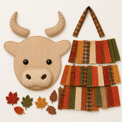 Autumn Highland Cow Pumpkin 3D Fabric Diy Kit