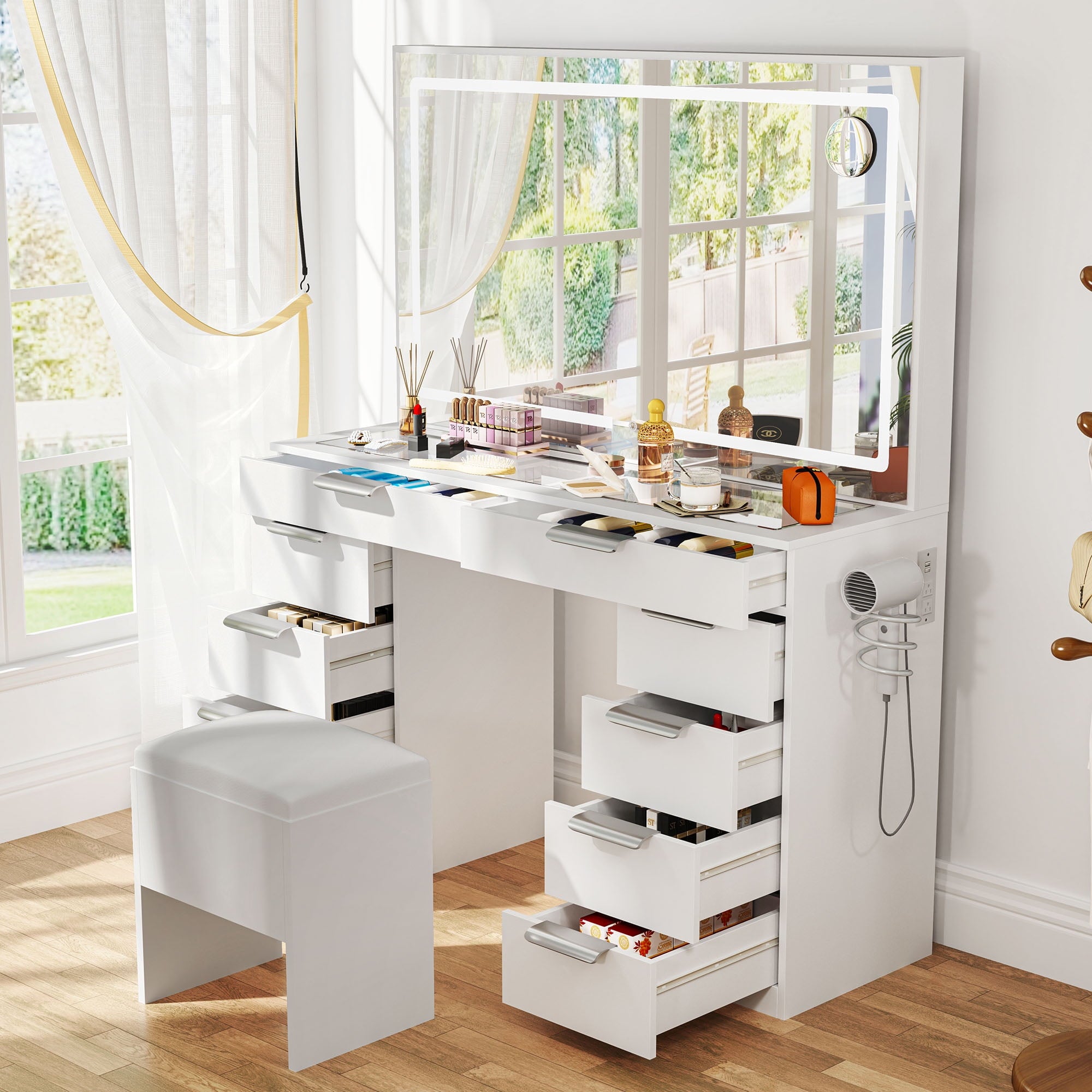 🔥Last Day Promotion,only $38.99-Factory Clearance🔥Makeup Vanity with Light Strip