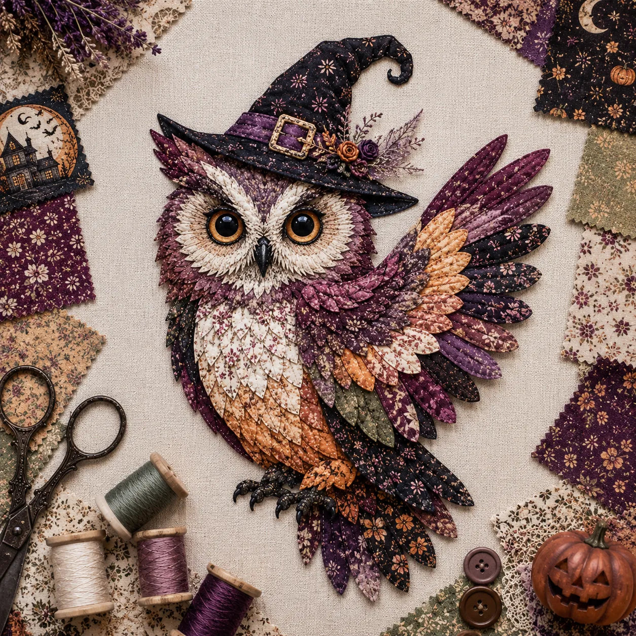 🎃 Halloween Patchwork Scrap Fabric DIY Kit