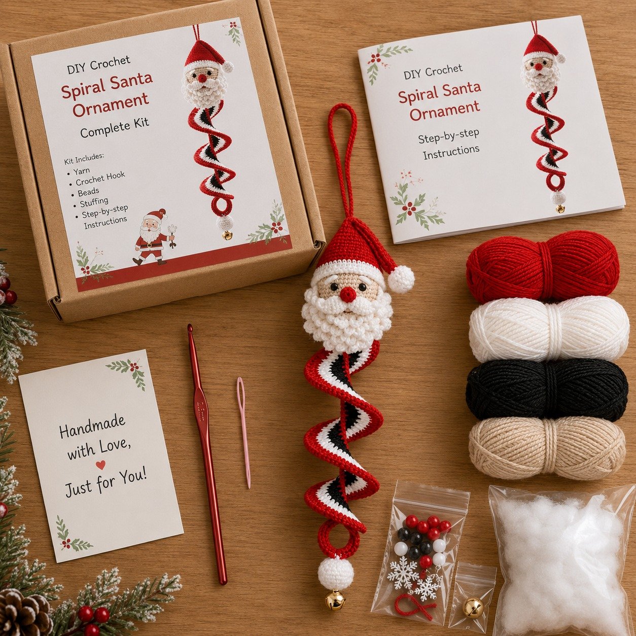🎅 DIY Crochet Snowman Swirl Ornament Kit - 🎄🧶A crochet project suitable for beginners