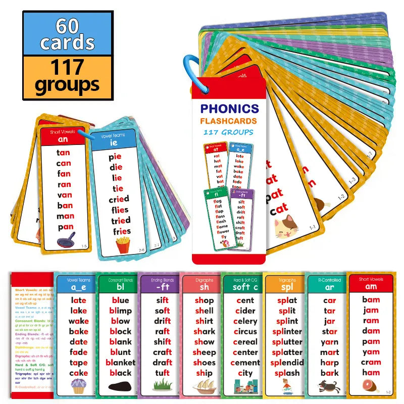 🔥Phonics Word Cards 117 Sound Groups 900+ Rhyming Words Preschool English Discovery Joy