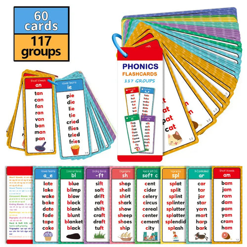 🔥Phonics Word Cards 117 Sound Groups 900+ Rhyming Words Preschool English Discovery Joy