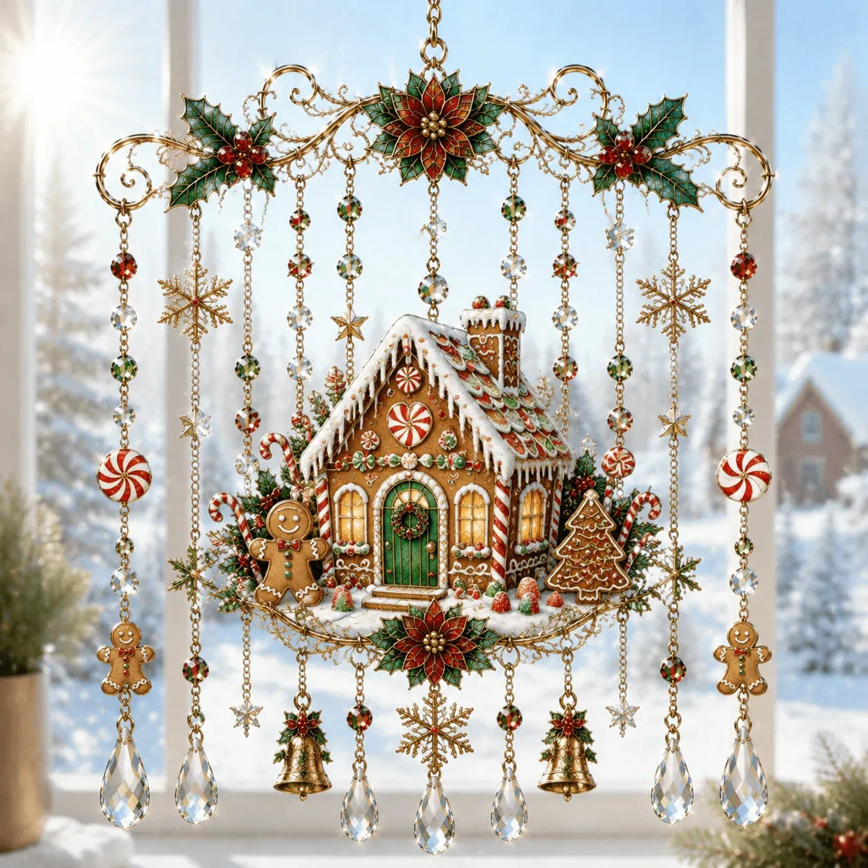 🔥🦌🎄Handmade Christmas Stained Glass Window Hanging | ✨Bring Christmas Magic Home