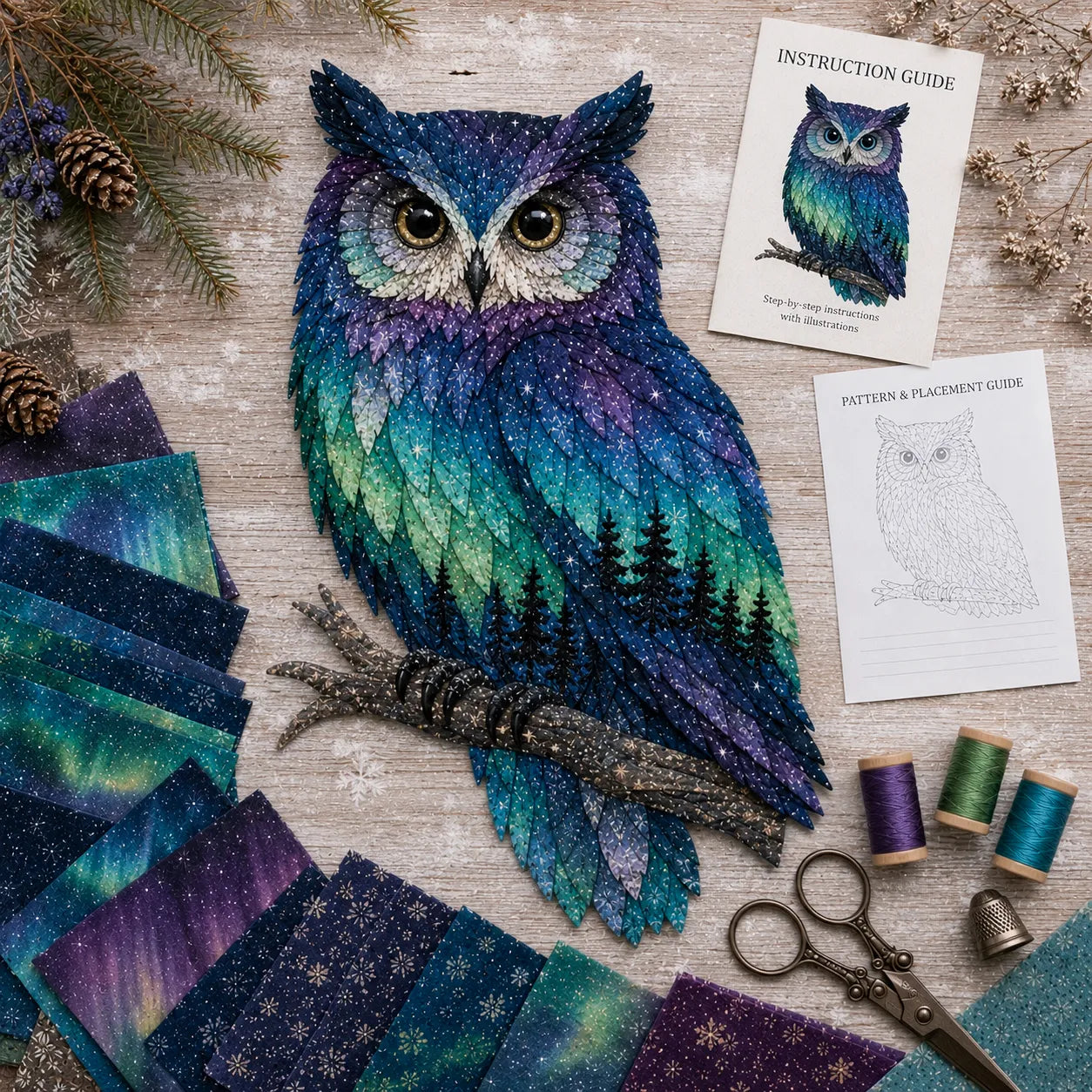 🌌 Beginner-Friendly Northern Lights Wildlife DIY Patchwork Kit | Complete Kit with All Tools & Step-by-Step Guide Included 💕