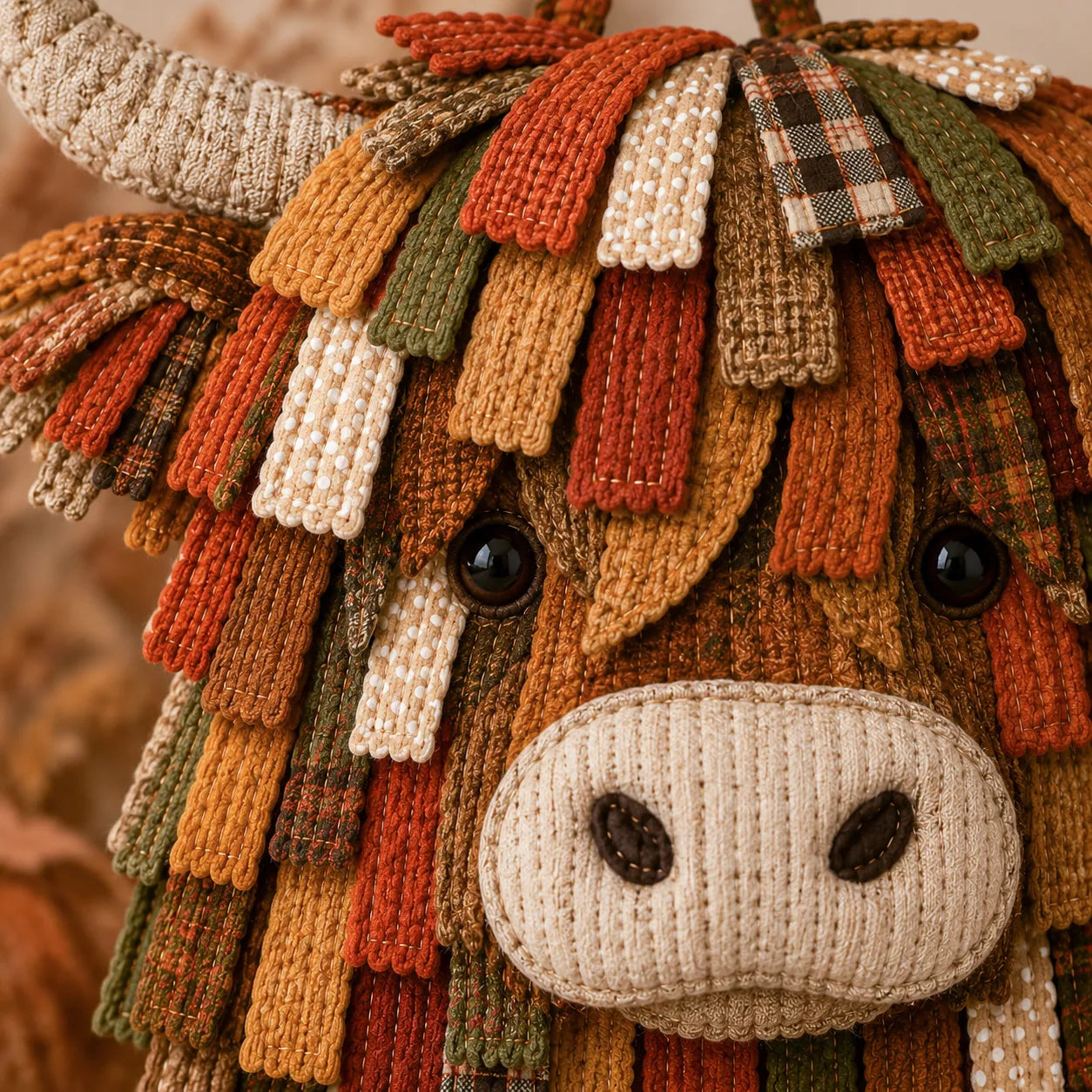 Autumn Highland Cow Pumpkin 3D Fabric Diy Kit