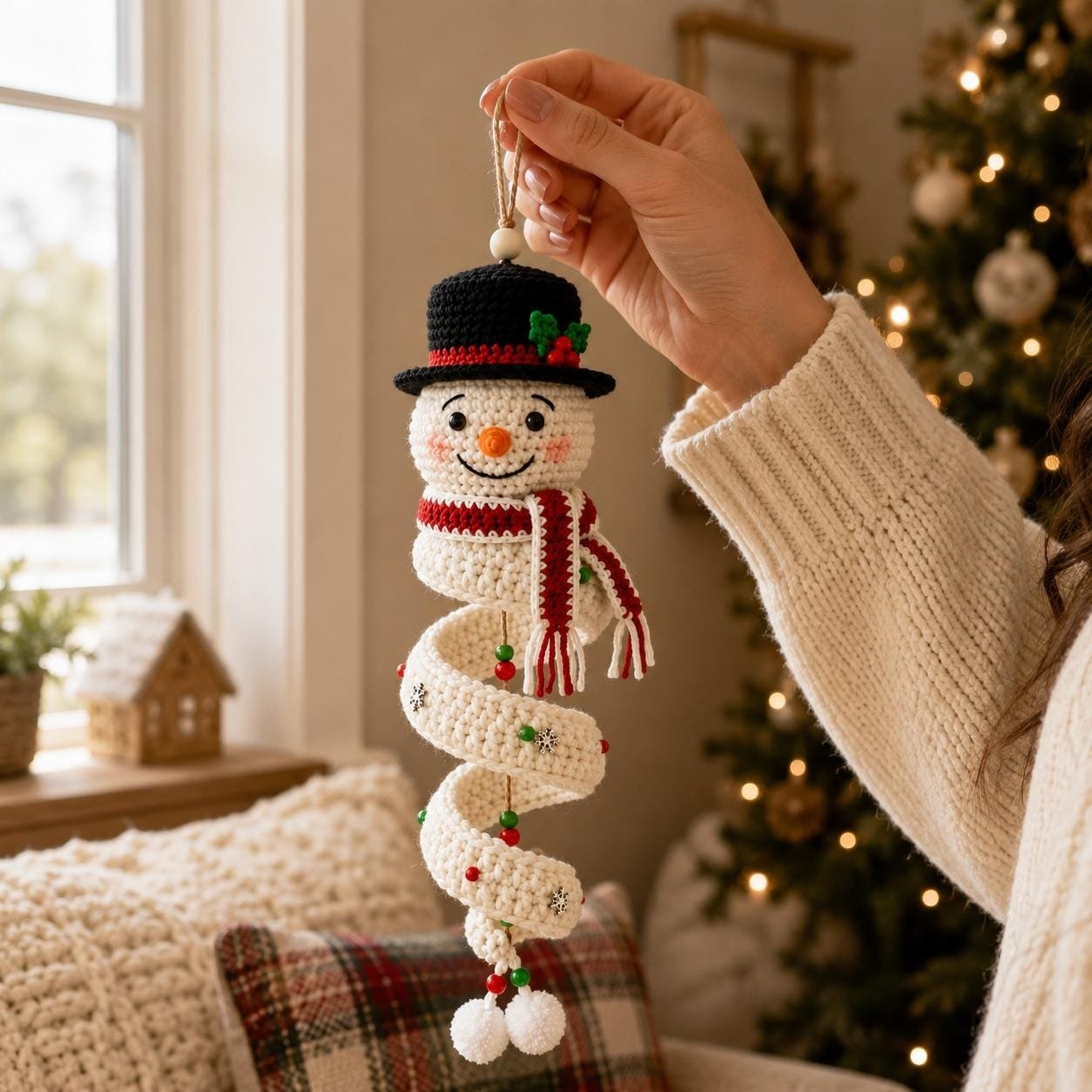 🎅 DIY Crochet Snowman Swirl Ornament Kit - 🎄🧶A crochet project suitable for beginners
