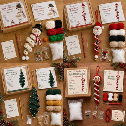 🎅 DIY Crochet Snowman Swirl Ornament Kit - 🎄🧶A crochet project suitable for beginners