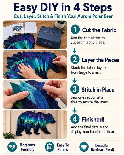 🌌 Beginner-Friendly Northern Lights Wildlife DIY Patchwork Kit | Complete Kit with All Tools & Step-by-Step Guide Included 💕