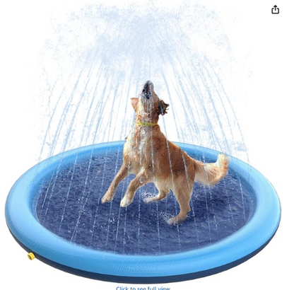 Splash Pad for Dogs & Kids - Anti-Slip Dog Pool for Large Dogs, 0.58 mm Thickened Durable Outdoor Water Play Mat, Summer Sprinkler Toy for Backyard (51inch)