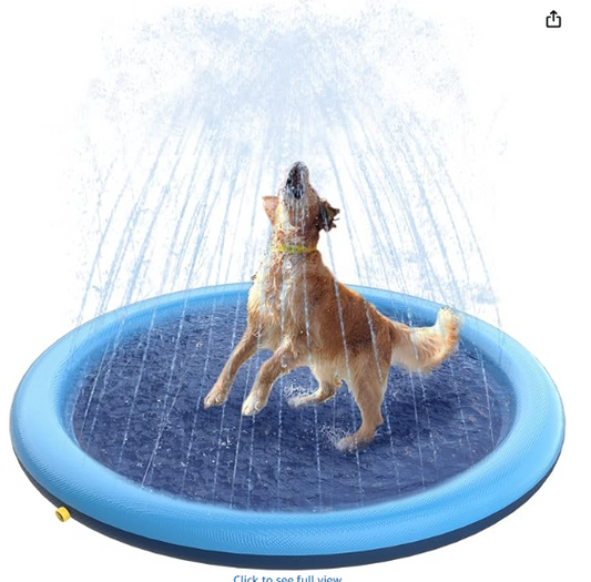 Splash Pad for Dogs & Kids - Anti-Slip Dog Pool for Large Dogs, 0.58 mm Thickened Durable Outdoor Water Play Mat, Summer Sprinkler Toy for Backyard (51inch)