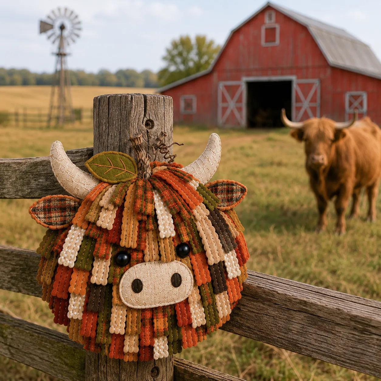 Autumn Highland Cow Pumpkin 3D Fabric Diy Kit