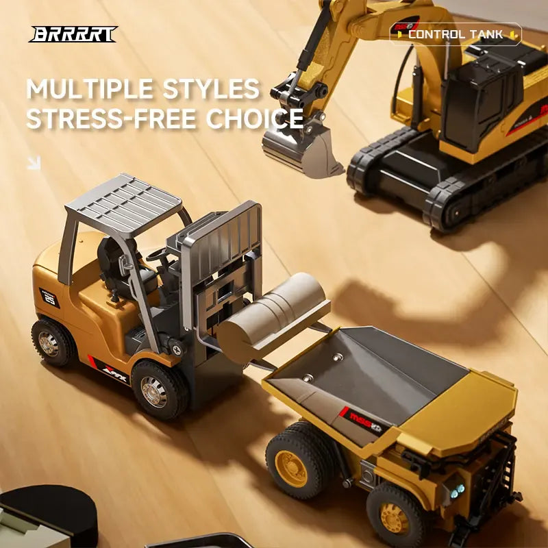 BRRRRT 1/64 RC Forklift Toy Remote Control Excavator RC Dump Truck RC Bulldozer for Adults Kids Boys and Girls RC Construction Vehicles
