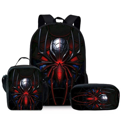 Kids Superhero Spider-Web Backpack Set with Lunch Bag & Pencil Case