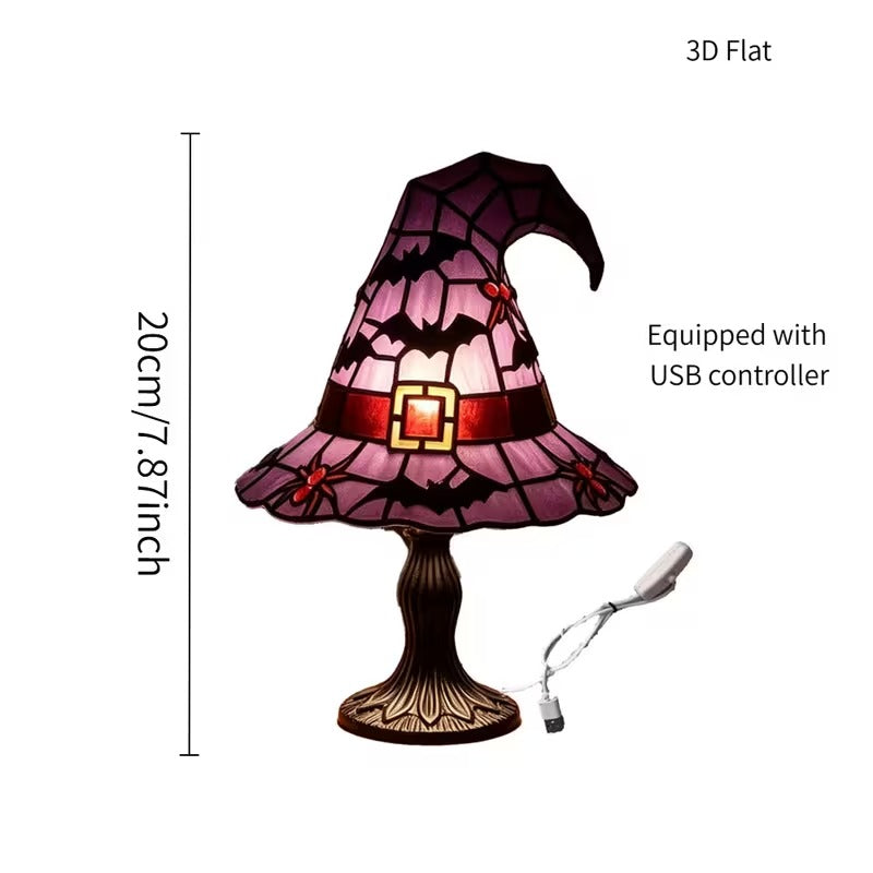 Halloween Stained Glass Light Collection – Pumpkin, Witch Hat & Lamp Set