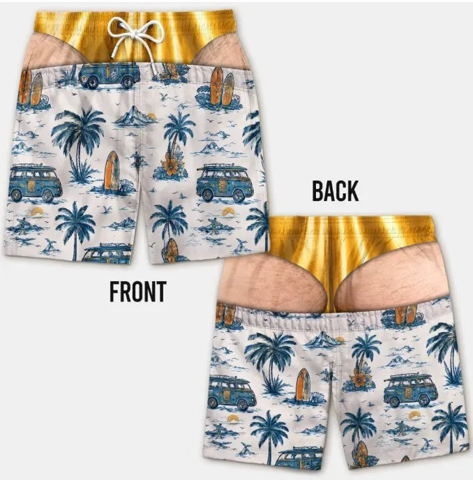 Custom Funny Patriotic Men Swim Trunks - Personalized Birthday Gifts For Husband, Son, Grandson, Brother, Grandpa, Dad, Yourself - Warning Wide Load