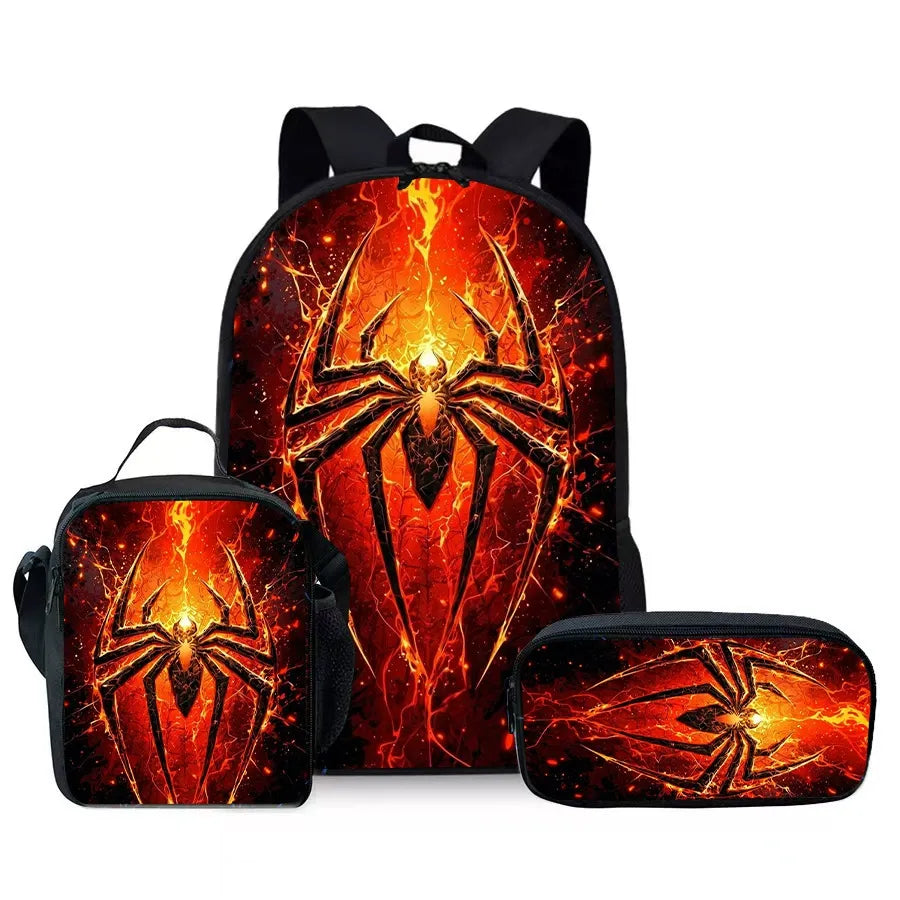 Kids Superhero Spider-Web Backpack Set with Lunch Bag & Pencil Case