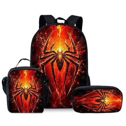 Kids Superhero Spider-Web Backpack Set with Lunch Bag & Pencil Case