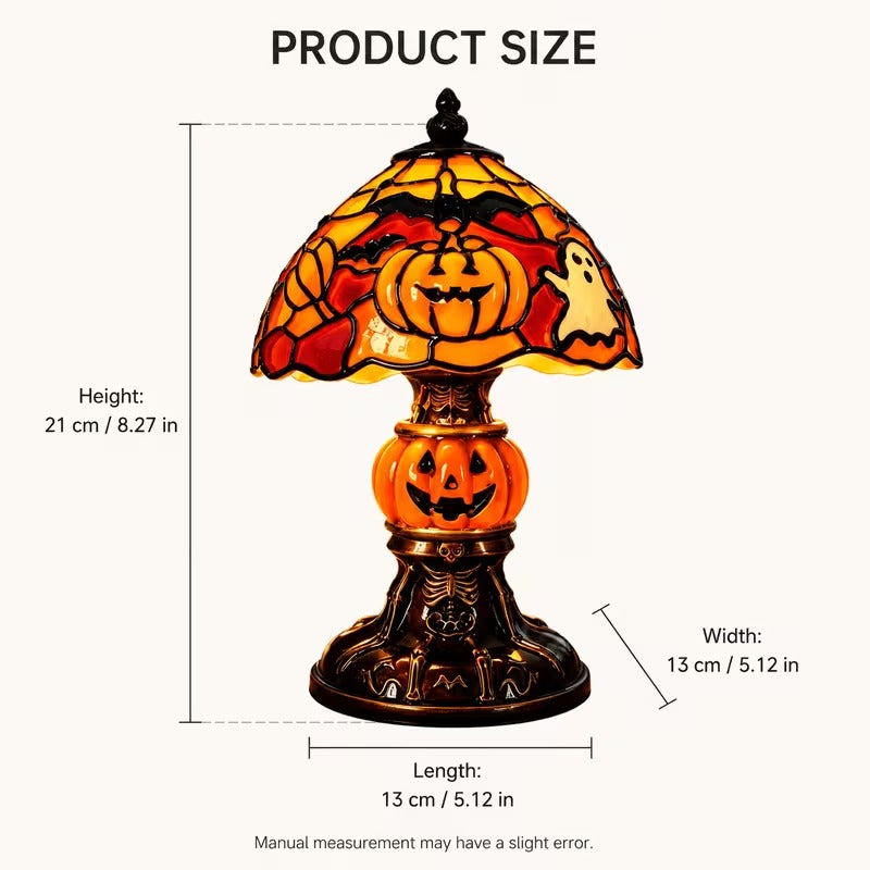 Halloween Stained Glass Light Collection – Pumpkin, Witch Hat & Lamp Set