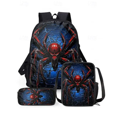 Kids Superhero Spider-Web Backpack Set with Lunch Bag & Pencil Case