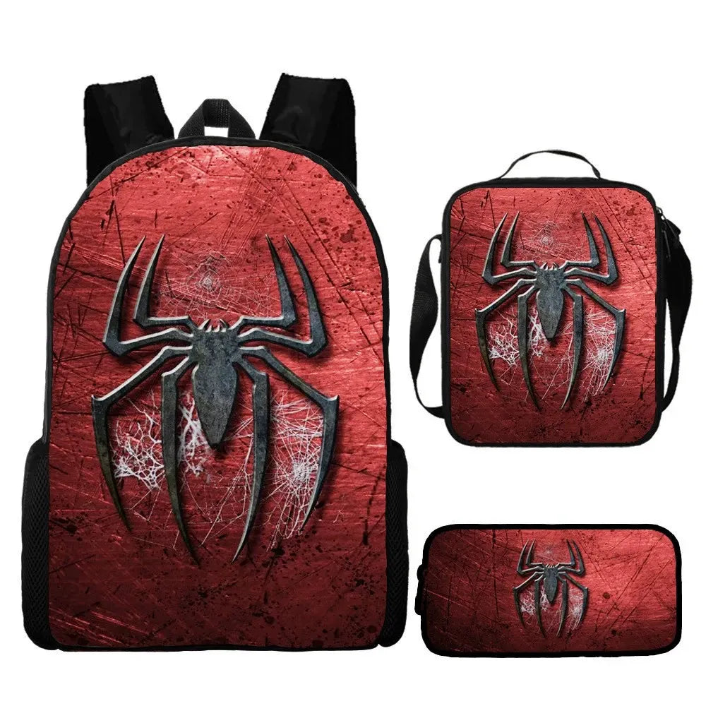 Kids Superhero Spider-Web Backpack Set with Lunch Bag & Pencil Case