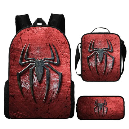 Kids Superhero Spider-Web Backpack Set with Lunch Bag & Pencil Case