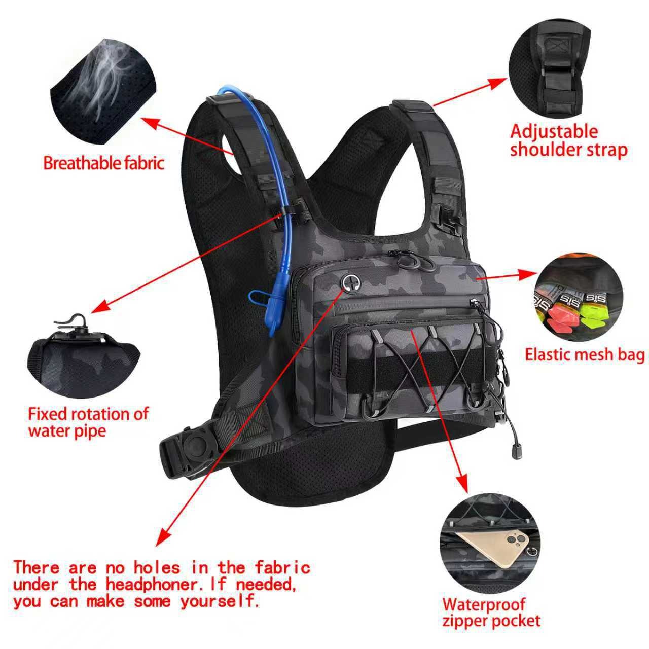 Tactical Hydration Vest Pack | Camo Outdoor Cycling Running Chest Bag