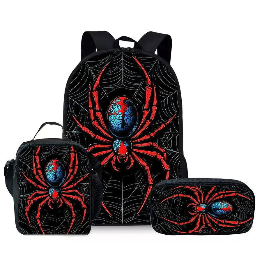 Kids Superhero Spider-Web Backpack Set with Lunch Bag & Pencil Case