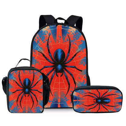 Kids Superhero Spider-Web Backpack Set with Lunch Bag & Pencil Case