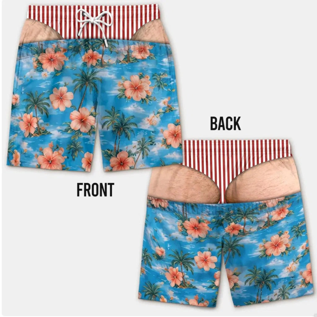 Custom Funny Patriotic Men Swim Trunks - Personalized Birthday Gifts For Husband, Son, Grandson, Brother, Grandpa, Dad, Yourself - Warning Wide Load
