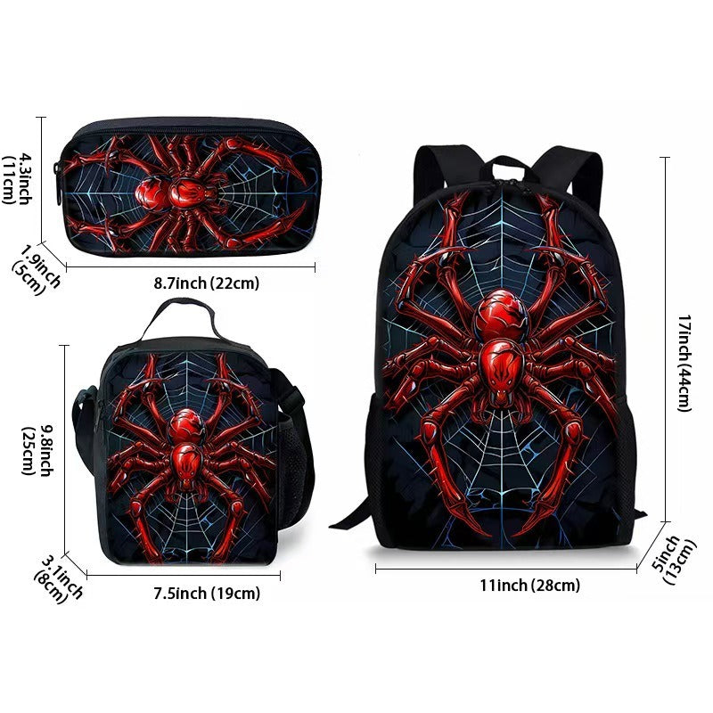 Kids Superhero Spider-Web Backpack Set with Lunch Bag & Pencil Case