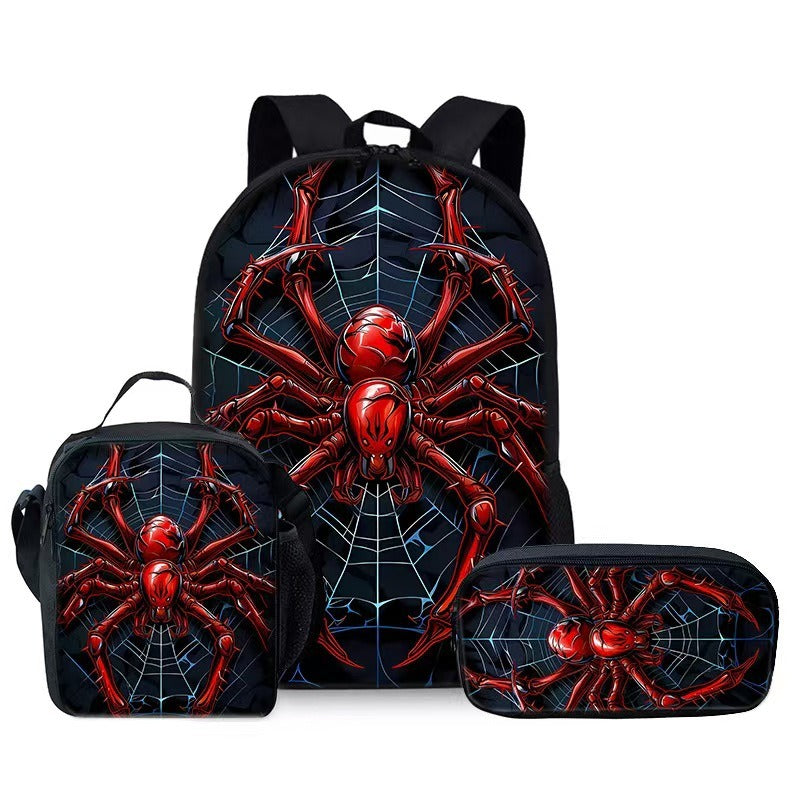 Kids Superhero Spider-Web Backpack Set with Lunch Bag & Pencil Case