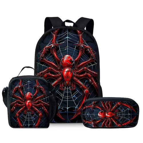 Kids Superhero Spider-Web Backpack Set with Lunch Bag & Pencil Case