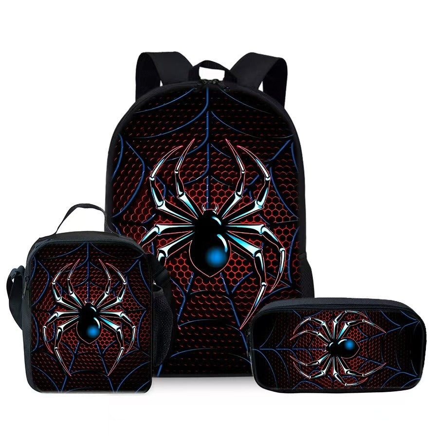 Kids Superhero Spider-Web Backpack Set with Lunch Bag & Pencil Case
