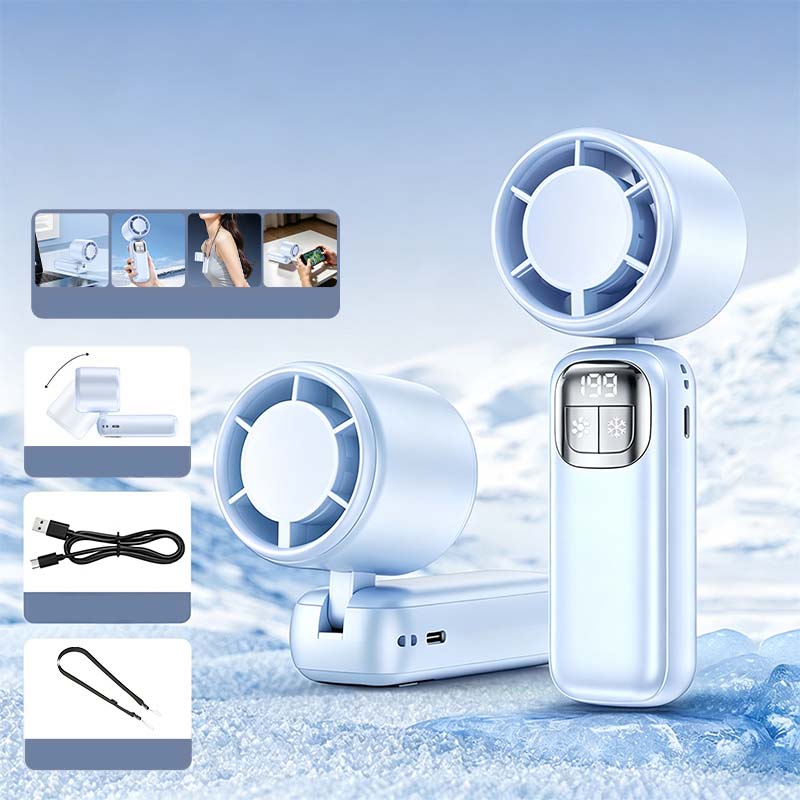 🔥 Summer Hot Sale 📢⚡ 50K+ SOLD! ❄ Foldable Handheld Cooling Fan with LED Display
