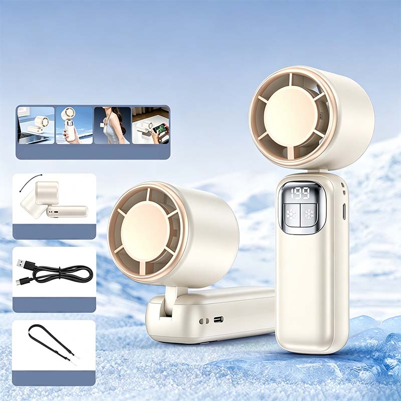 🔥 Summer Hot Sale 📢⚡ 50K+ SOLD! ❄ Foldable Handheld Cooling Fan with LED Display