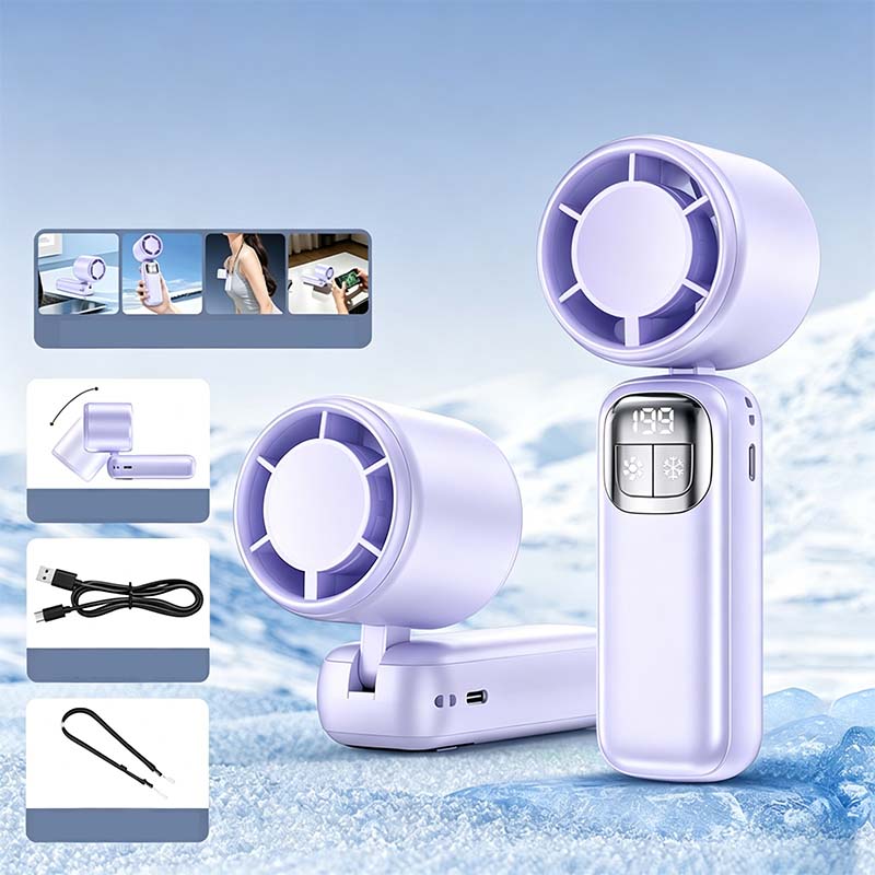 🔥 Summer Hot Sale 📢⚡ 50K+ SOLD! ❄ Foldable Handheld Cooling Fan with LED Display